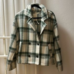 Madewell- Jacquard Double-Breasted Crop Blazer in Plaid
